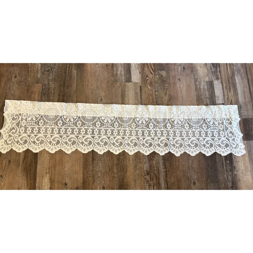 1 pc - 58”x 12” - Off White Polyester Crochet/Lacey Valance Cottage Granny Cafe